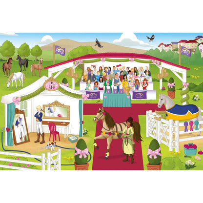 Imagine Puzzle Schmidt: Schleich - Horse Club, Set de 2 x 60 piese si 2 x 100 piese + Bonus: cufar metalic