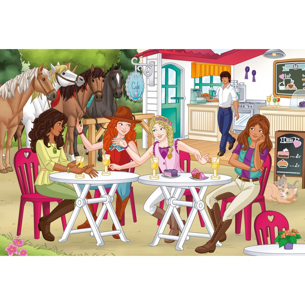 Imagine Puzzle Schmidt: Schleich - Horse Club, Set de 2 x 60 piese si 2 x 100 piese + Bonus: cufar metalic