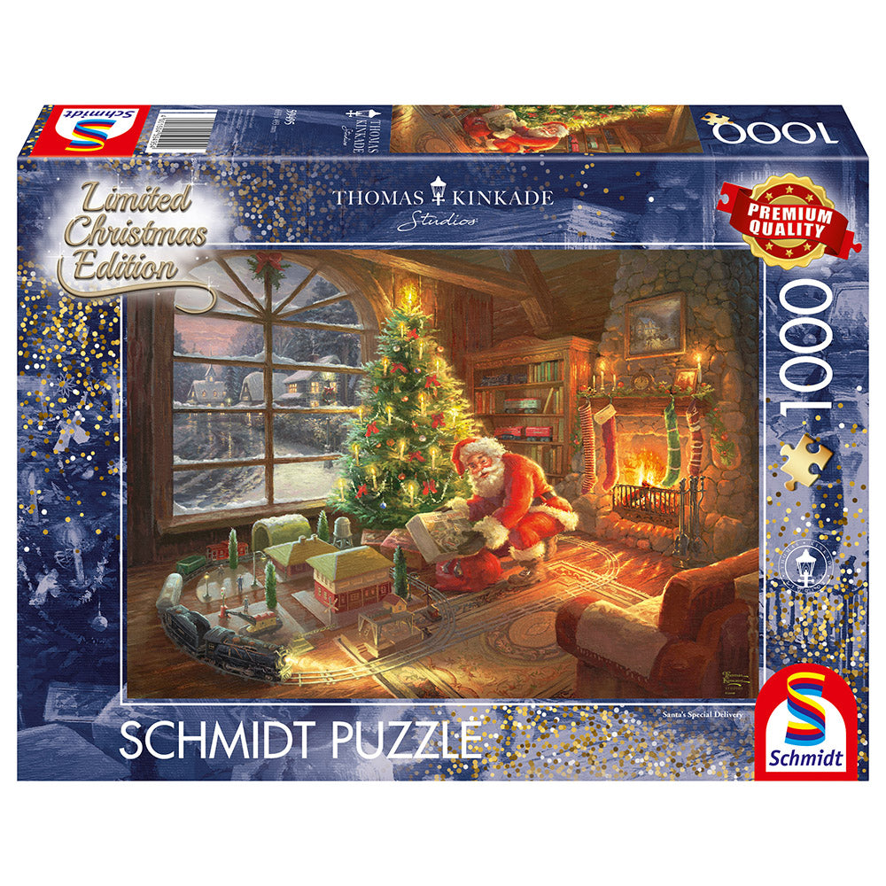 Puzzle Schmidt: Thomas Kinkade - Mos Craciun este aici, 1000 piese, editie limitata