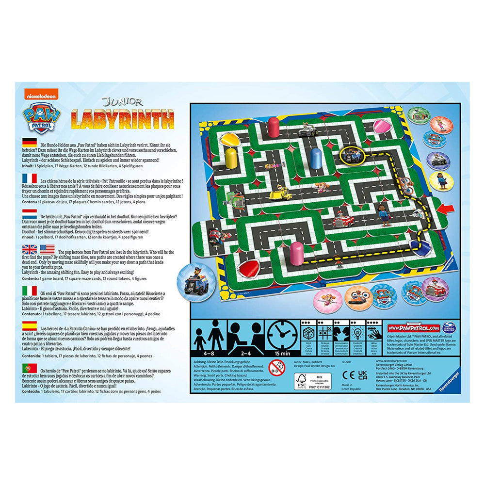 Imagine Labyrinth Paw Patrol Junior Ravensburger, joc labirint pentru copii de la 4 ani, multilingv incl. RO