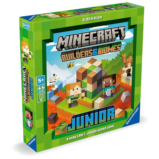 Minecraft Builders & Biomes Junior, joc de societate pentru copii de la 5 ani, Ravensburger, multilingv incl. RO