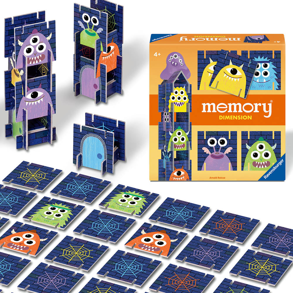 Joc de memorie cu monstruleti, Ravensburger Memory Dimensions, pentru copii de la 4 ani, multilingv, incl.RO