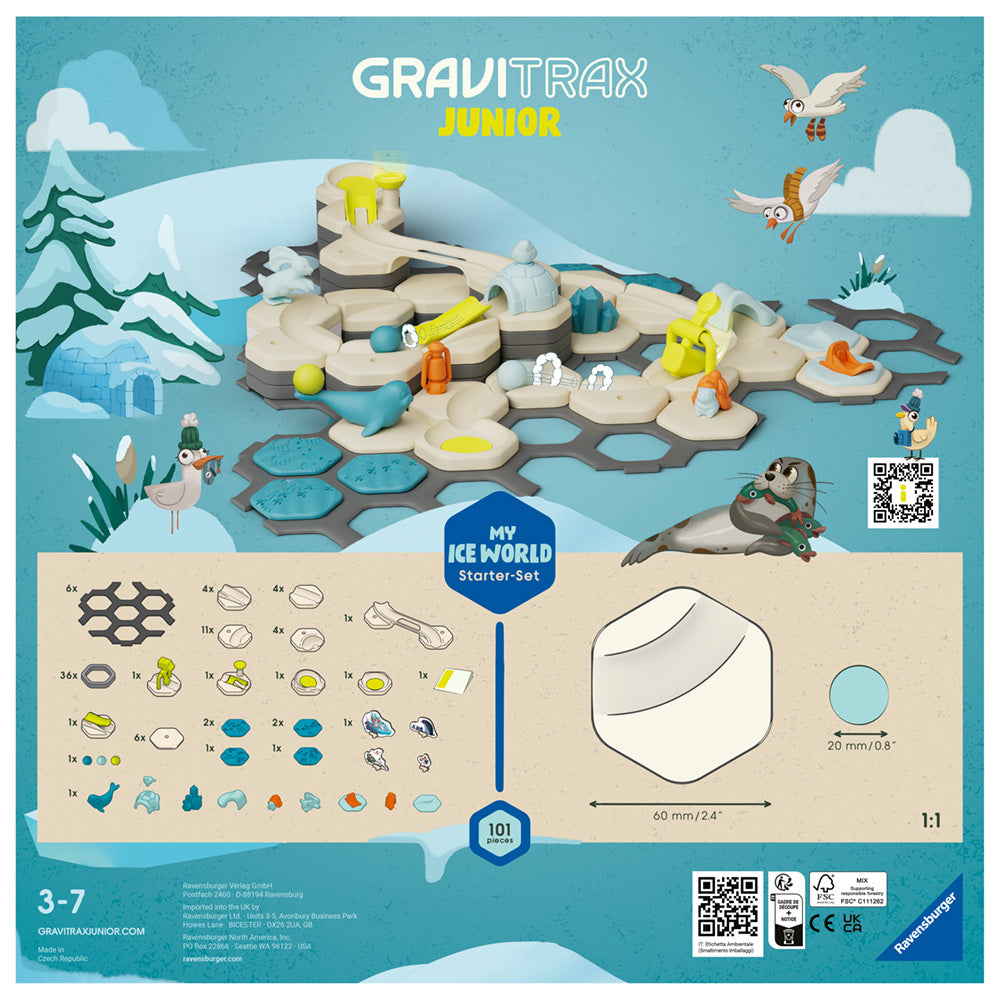 Imagine - Joc de constructie Gravitrax Junior pentru copii de la 3 ani- My Ice World - Set de baza, Lumea Inghetata