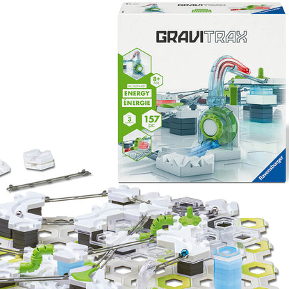 Joc de constructie Gravitrax Action Set Energy, set de baza cu 157 piese, multilingv incl. RO