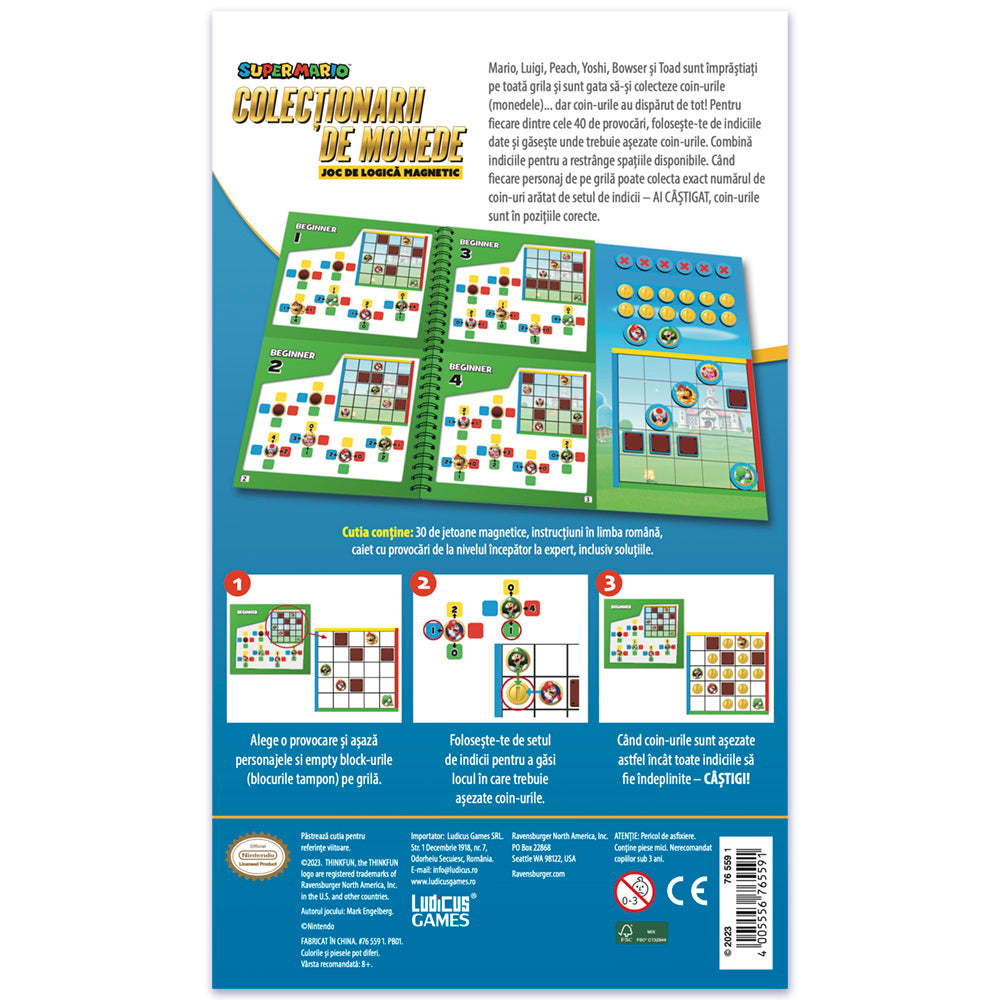 Imagine - Thinkfun - Super Mario Coin Collector, joc de logica magnetic, lb.romana