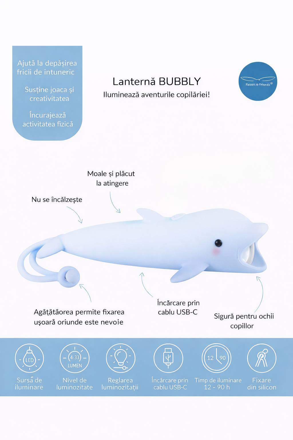 Lanternă pentru copii Rabbit & Friends BUBBLY
