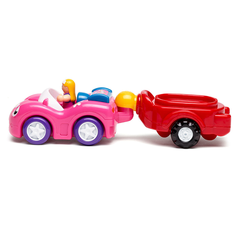 Jucarie pentru copii WOW Toys, Masina de curse roz, Dynamite Daisy