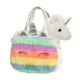 Set geanta pentru copii cu jucarie de plus Fancy Pals, 2 in 1, unicorn alb, geanta multicolorata, 20 cm