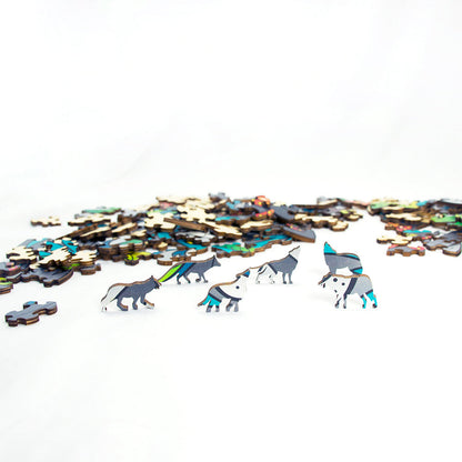 Imagine Puzzle din lemn multicolorat - Lup, 180 piese