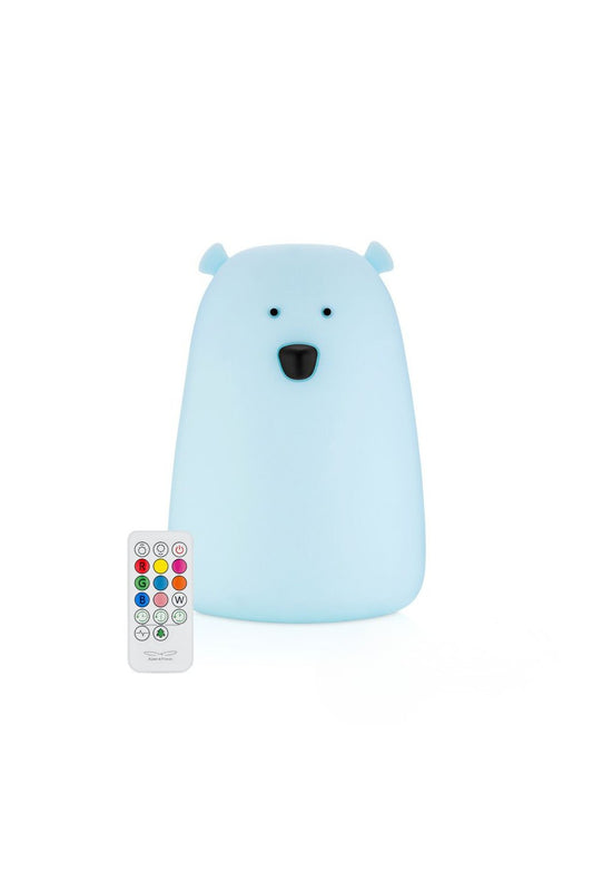 Lampă de veghe Big Bear cu telecomandă Rabbit & Friends – Silicon, 7 culori LED, Albastru