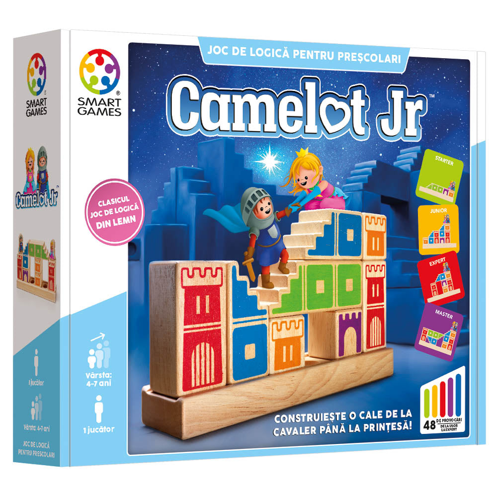 Smart Games - Camelot Jr., logikai játék 48 kihívással, 4+ éves, font kiadás. ROMÁN