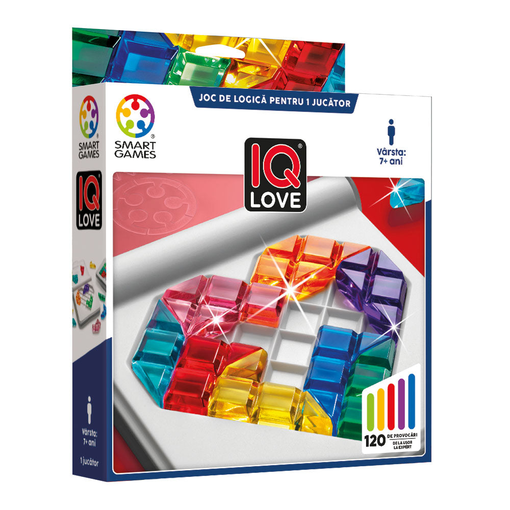 Smart Games - IQ Love, logikai játék 120 kihívással, 7 év feletti, font kiadás. román