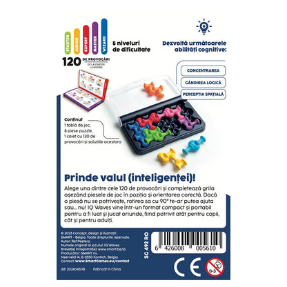 Smart Games - IQ Waves, joc de logica cu 120 de provocari, 6+ ani, editie lb. Romana