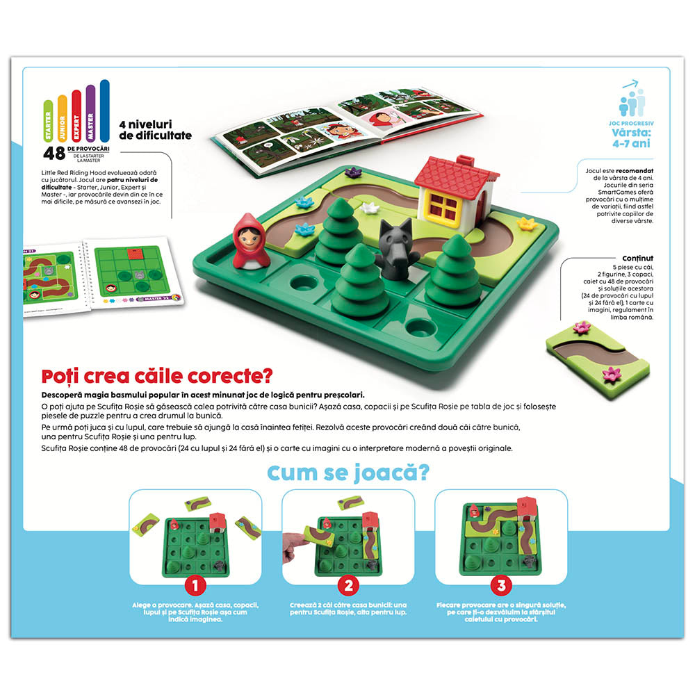 Smart Games - Little Red Riding Hood - Deluxe, joc de logica cu 48 de provocari, 4+ ani, editie lb. Romana