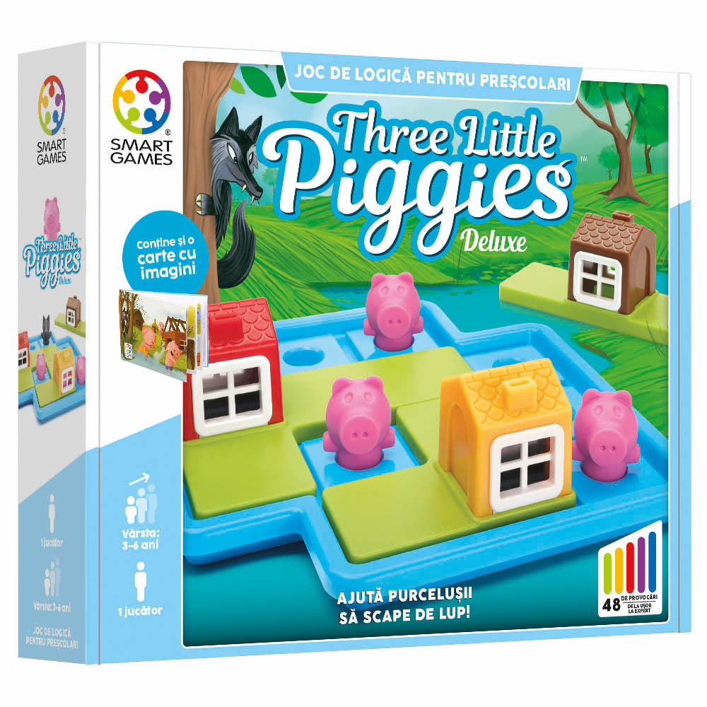 Smart Games - Three Little Piggies - Deluxe, logikai játék 48 kihívással, 3+ év, lb kiadás. román
