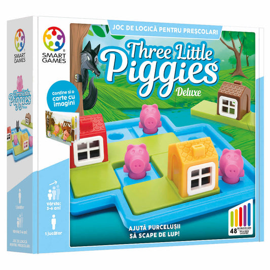 Smart Games - Three Little Piggies - Deluxe, logikai játék 48 kihívással, 3+ év, lb kiadás. román