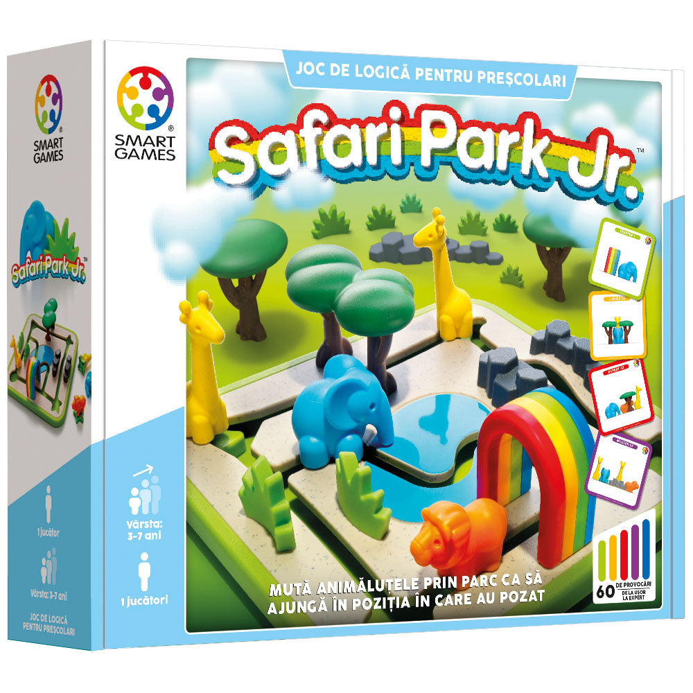 Smart Games - Safari Park Jr., logikai játék 60 kihívással, 3+ éves, font kiadás. román