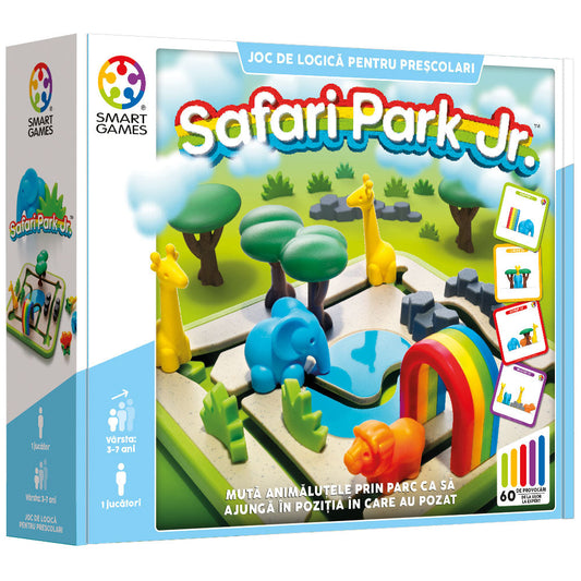 Smart Games - Safari Park Jr., logikai játék 60 kihívással, 3+ éves, font kiadás. román