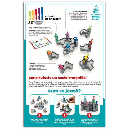 Smart Games - Tower Stacks, joc de logica cu 80 de provocari, 8+ ani, editie lb. Romana