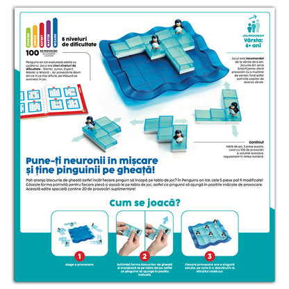 Smart Games - Penguins on Ice, joc de logica cu 100 de provocari, 6+ ani, editie lb. Romana