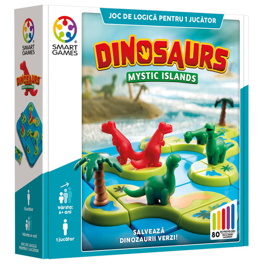 Intelligens játékok – Dinosaurs Mystic Islands, logikai játék 80 kihívással, 6 év feletti, font kiadás. román