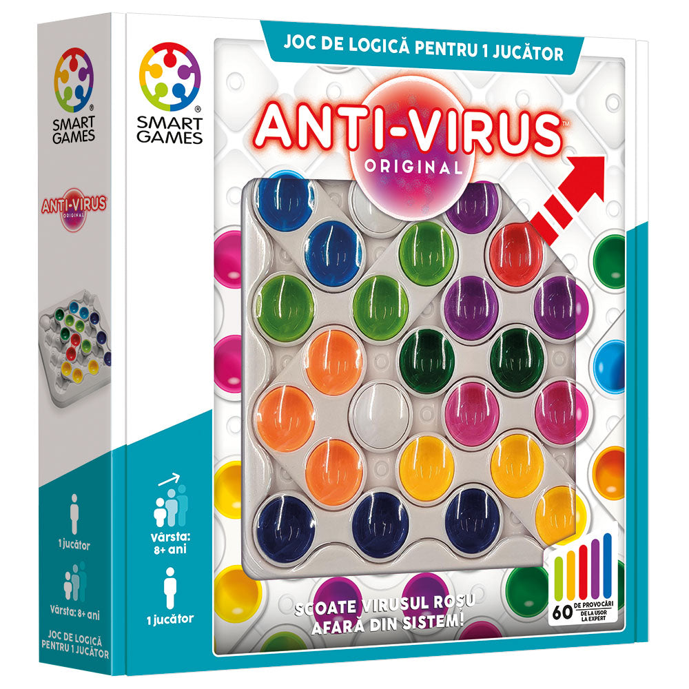 Smart Games - Anti-Virus Original, logikai játék 60 kihívással, 8 év feletti, font kiadás. román