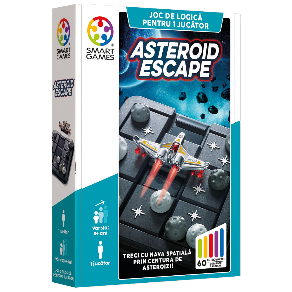 Intelligens játékok – Asteroid Escape, logikai játék 60 kihívással, 8+ éves, font kiadás. román