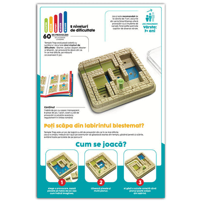 Smart Games - Temple Trap, joc de logica cu 60 de provocari, 7+ ani, editie lb. Romana