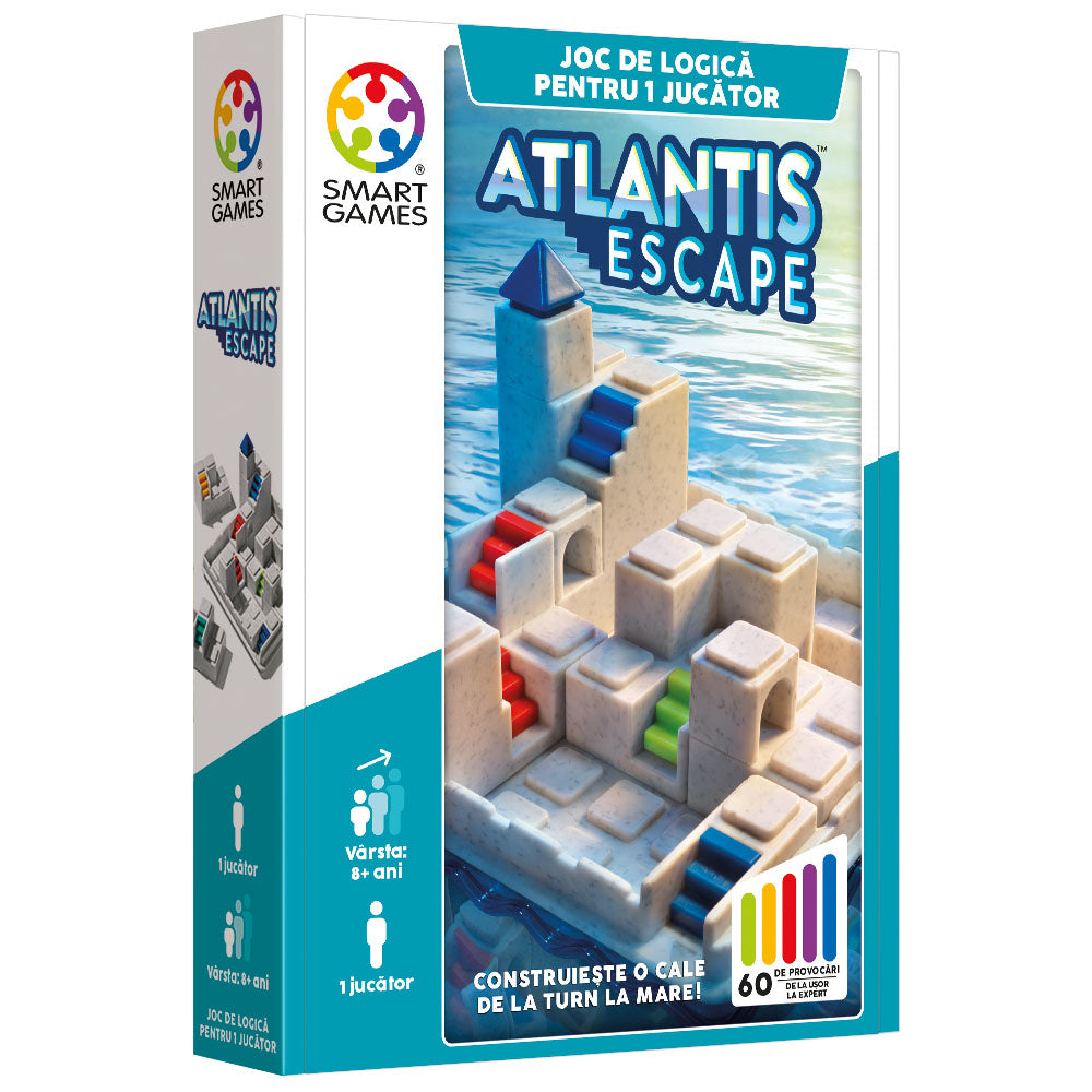Smart Games - Atlantis Escape, logikai játék 60 kihívással, 8+ éves, font kiadás. román