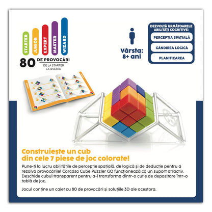 Smart Games - Cube Puzzler Go, joc de logica cu 80 de provocari, 8+ ani, editie lb. Romana