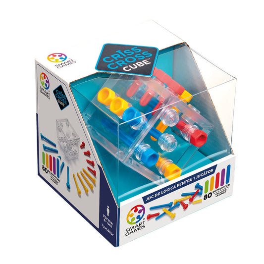Smart Games - Criss Cross Cube, logikai játék 80 kihívással, 8 év feletti, font kiadás. román