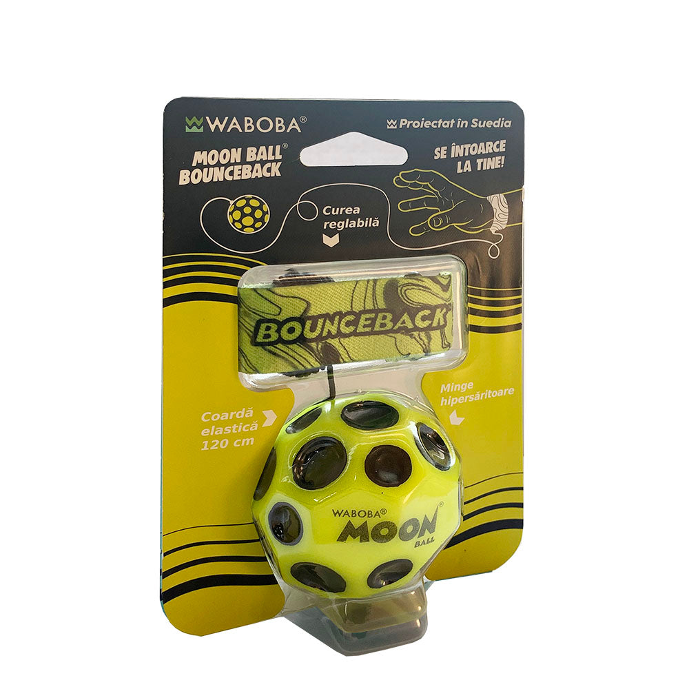 Minge hipersaritoare, cu sistem de prindere - Waboba Bounceback Moon Ball, culori asortate, RO