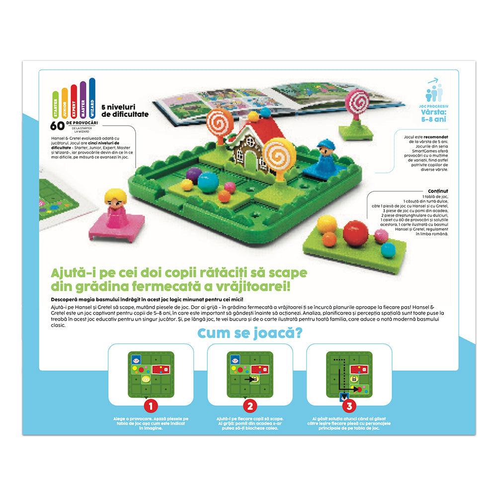 Smart Games - Hansel & Gretel, joc de logica cu 60 de provocari, 5+ ani, editie lb. romana