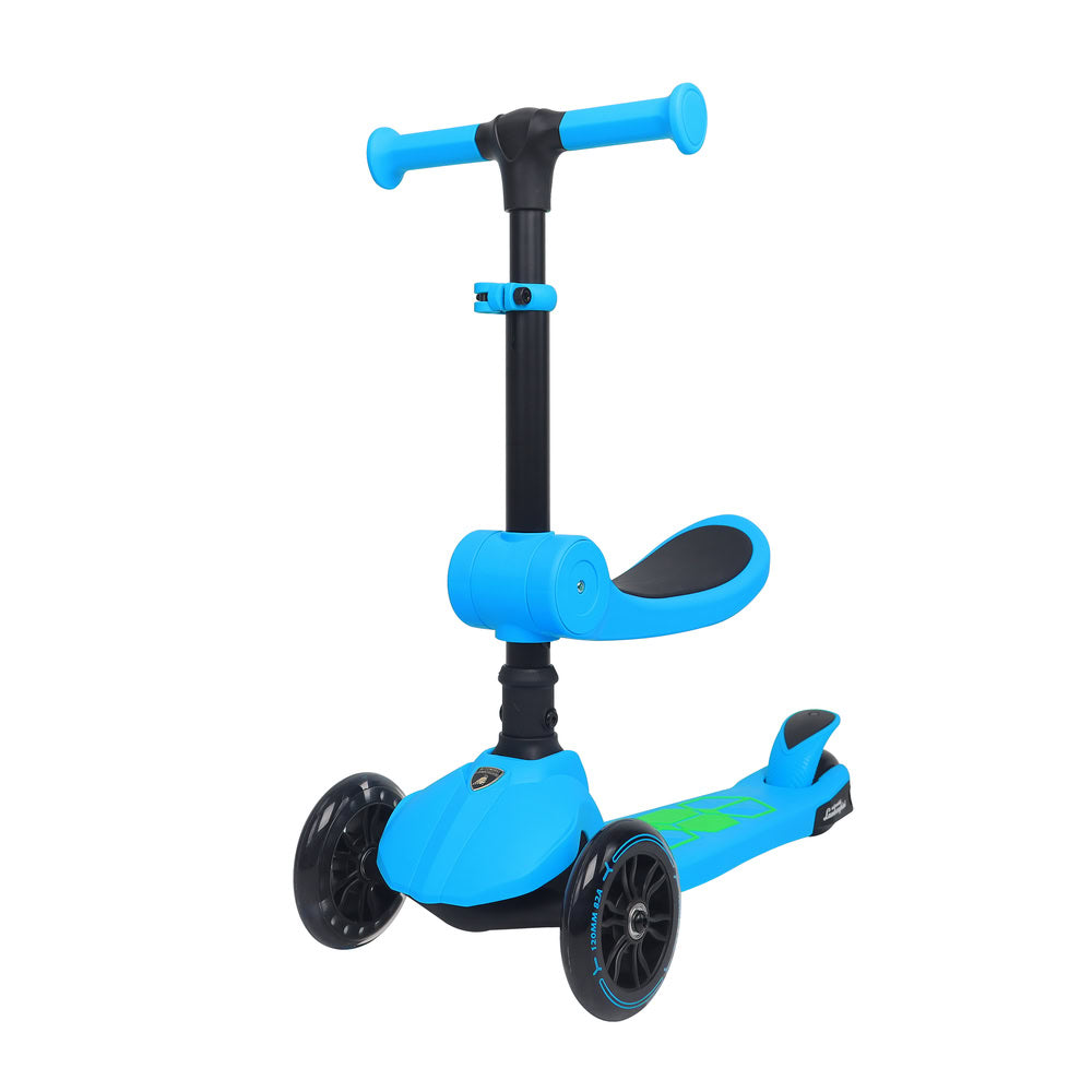 Trotineta copii pliabila, albastru, Lamborghini Kick'n'Roll  L5 2in1, cu 3 roti luminoase, ghidon reglabil, scaun retractabil, 3+ ani, suport maxim 50kg, suport maxim 20 kg scaun
