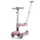Trotineta copii pliabila 3 in 1, roz, Kick'n'Roll S6 ECO, cu bara de impingere detasabila, ghidon reglabil, scaun detasabil, cu 3 roti luminoase, 3+ ani, suport maxim 50 kg platforma, suport maxim 20 kg scaun