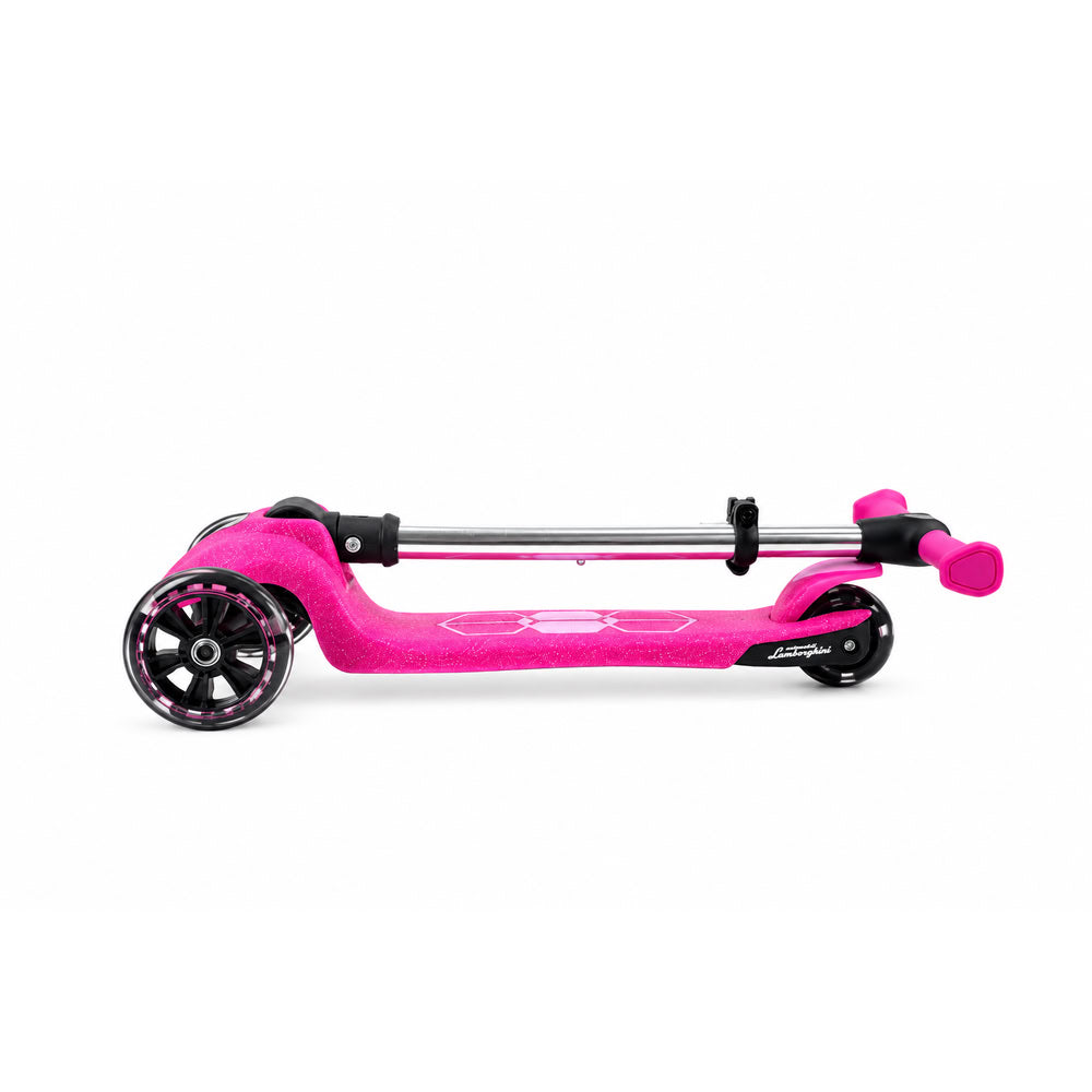 Trotineta copii pliabila, roz, Kick'n'Roll  L5 Jelly, cu 3 roti luminoase si platforma cu banda de LED multicolorata, ghidon reglabil, 3+ ani, suport maxim 50kg