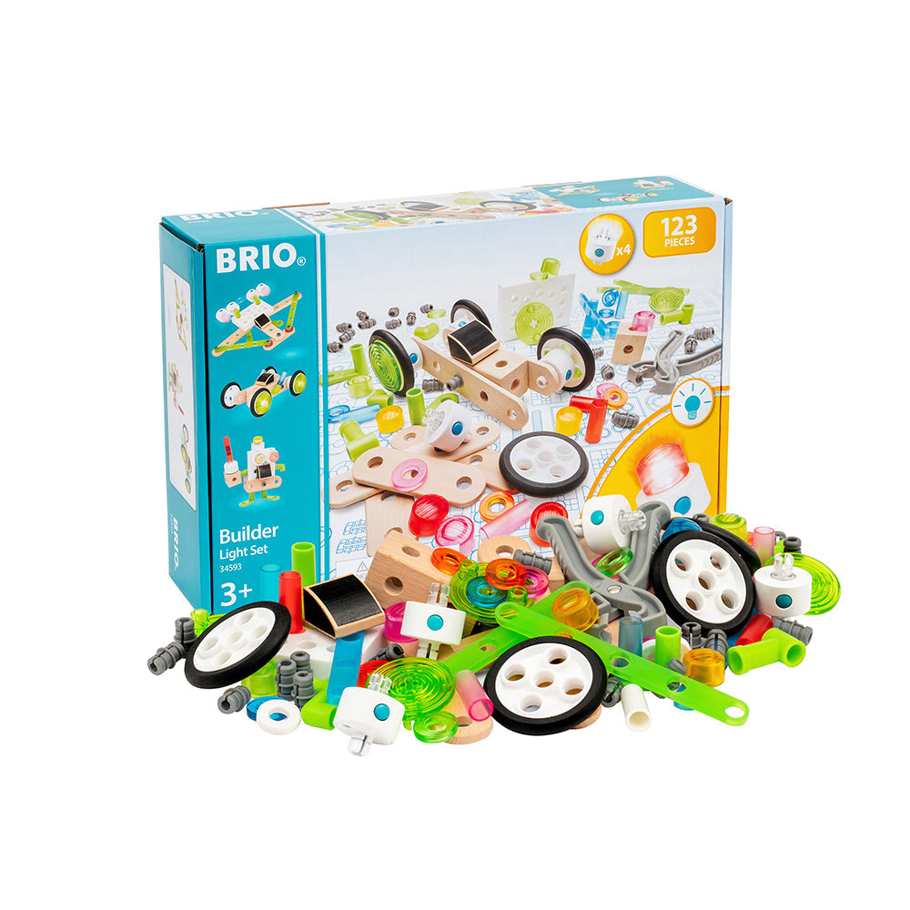 Építőszett játék lámpákkal, 123 db BRIO, 3+ év