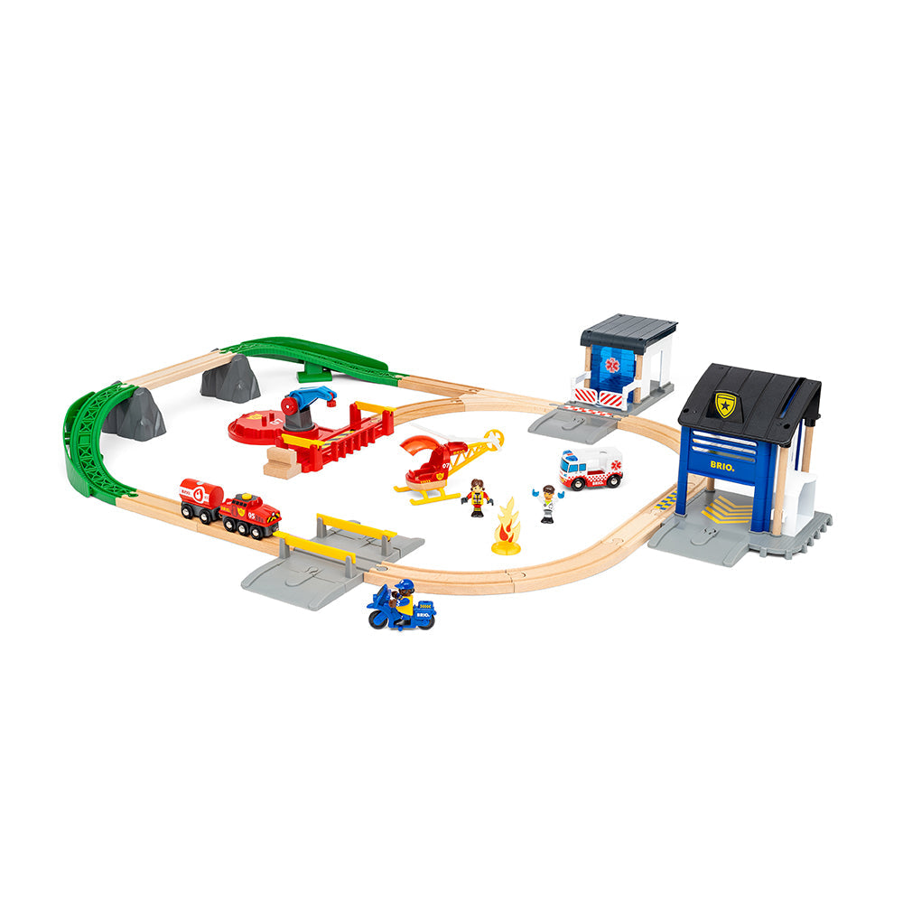 Set interactiv cu trenulet si masina de interventii speciale BRIO, 3+ ani