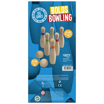 Imagine Joc din lemn bowling cu 6 popice, 2 bile, si un sac de transportat, Cayro