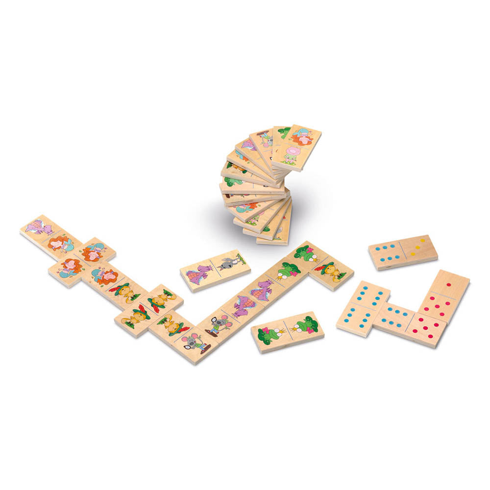 Joc Domino XL din lemn, reversibil, cu Ilustratii – Cayro