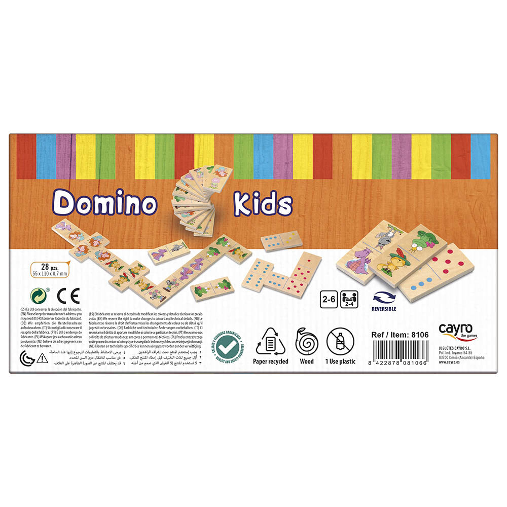 Joc Domino XL din lemn, reversibil, cu Ilustratii – Cayro