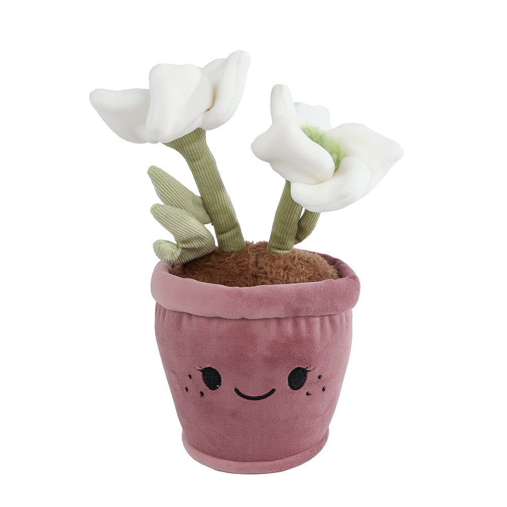 Jucarie de plus – Trandafir de primavara in ghiveci - Alb, 24 cm