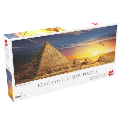 Imagine Puzzle Panoramic - Piramidele Egiptene la apus, 504 piese- Goliath