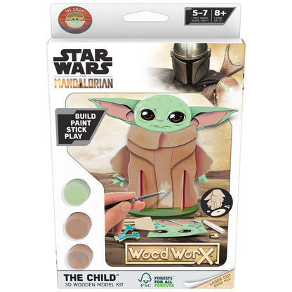 Imagine - Macheta de asamblat, Wood WorX - Star Wars - The Child, cu 20+ piese din lemn + vopsea, pensula si adeziv inclus