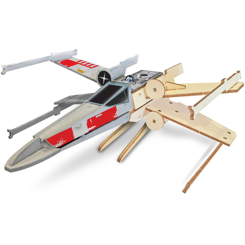 Imagine - Macheta de asamblat, Wood WorX - Star Wars - X-Wing Starfighter, cu 40+ piese din lemn + vopsea, pensula si adeziv inclus