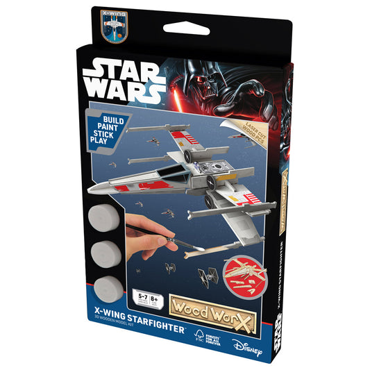Imagine - Macheta de asamblat, Wood WorX - Star Wars - X-Wing Starfighter, cu 40+ piese din lemn + vopsea, pensula si adeziv inclus