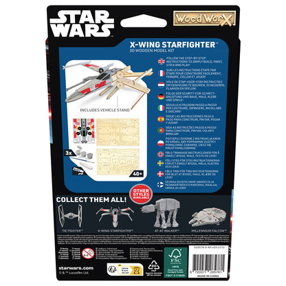 Imagine - Macheta de asamblat, Wood WorX - Star Wars - X-Wing Starfighter, cu 40+ piese din lemn + vopsea, pensula si adeziv inclus