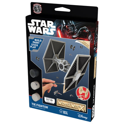 Imagine - Macheta de asamblat, Wood WorX - Star Wars - Tie Fighter, cu 30+ piese din lemn + vopsea, pensula si adeziv inclus