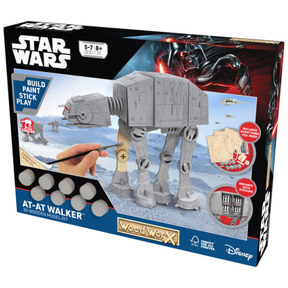 Imagine - Macheta de asamblat, Wood WorX - Star Wars - AT-AT Walker, cu 90+ piese din lemn + vopsea, pensula si adeziv inclus