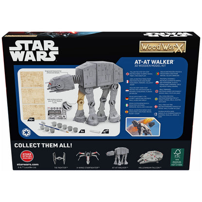 Imagine - Macheta de asamblat, Wood WorX - Star Wars - AT-AT Walker, cu 90+ piese din lemn + vopsea, pensula si adeziv inclus